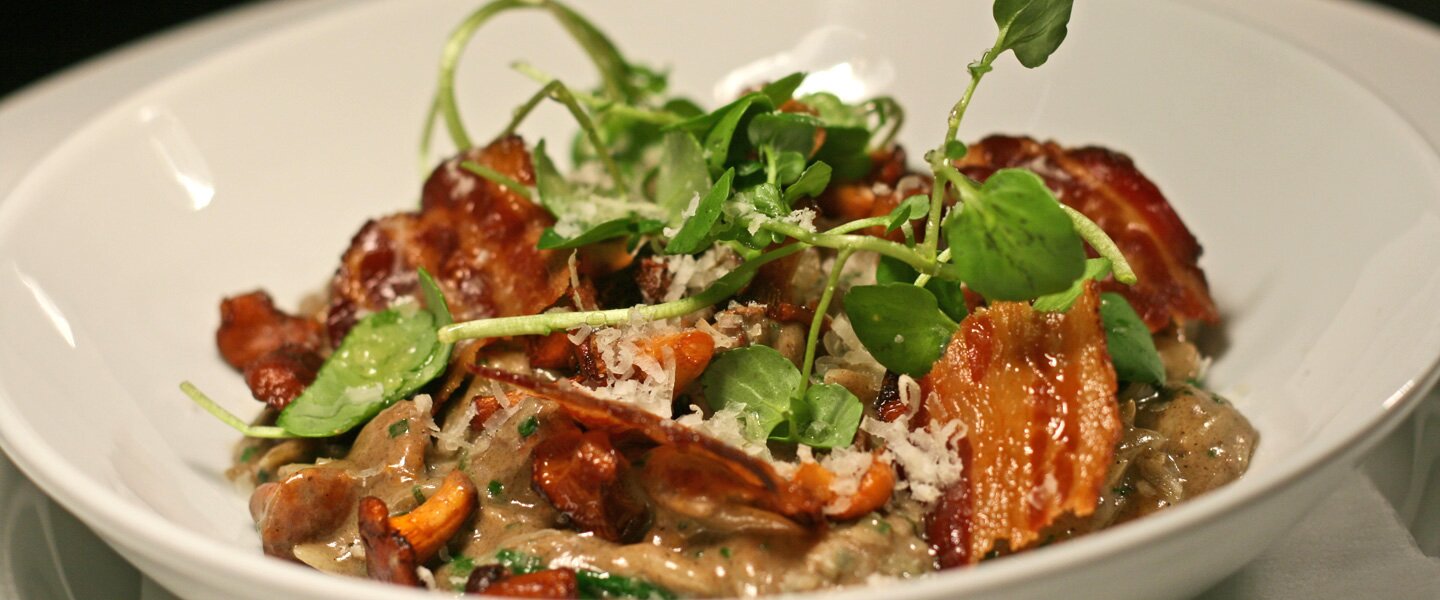 The Forester Food Banner - Orzo Pasta Girolles Pancetta The Forester Food Banner - Orzo Pasta Girolles Pancetta
